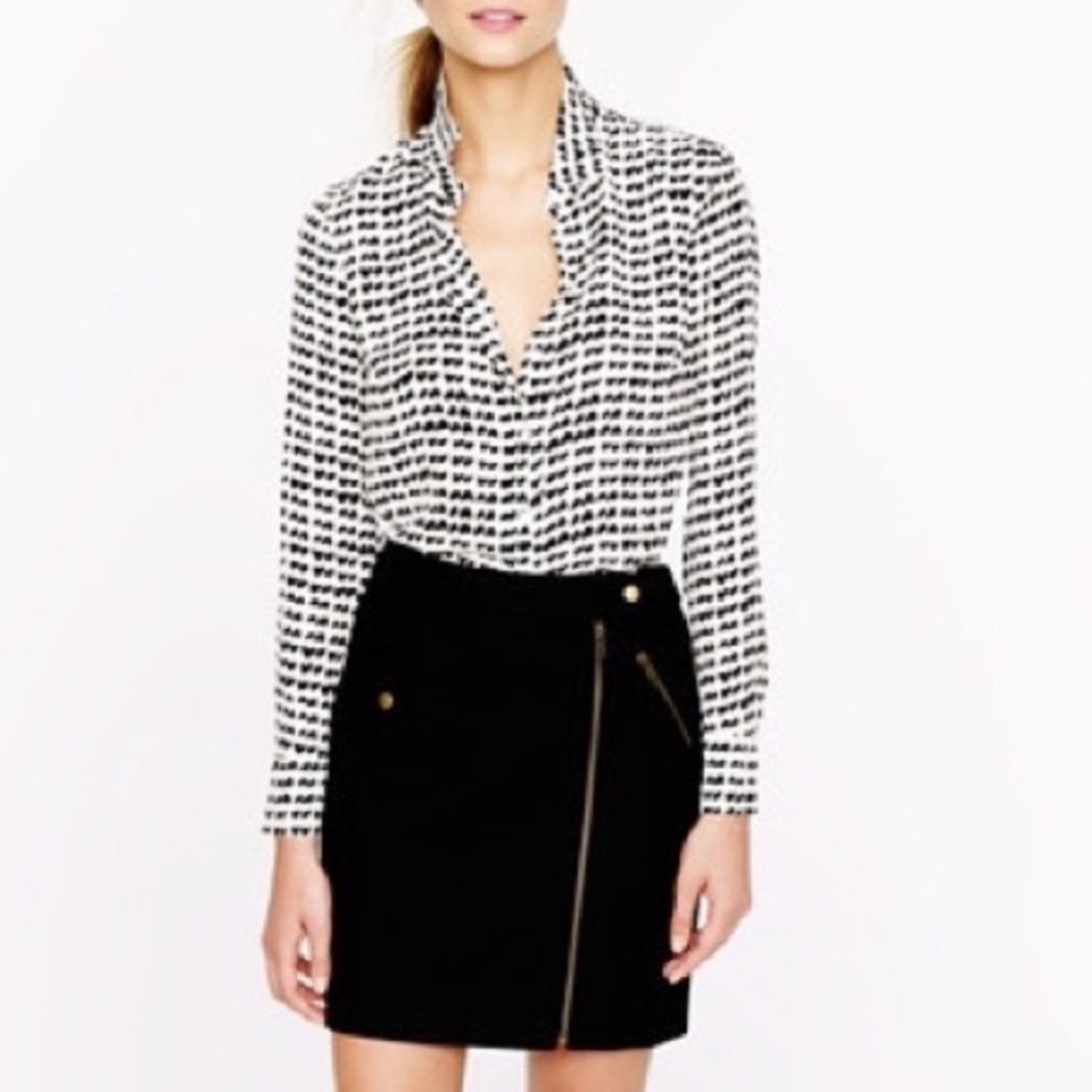 J. Crew Black Heart Blouse Shirt - Small